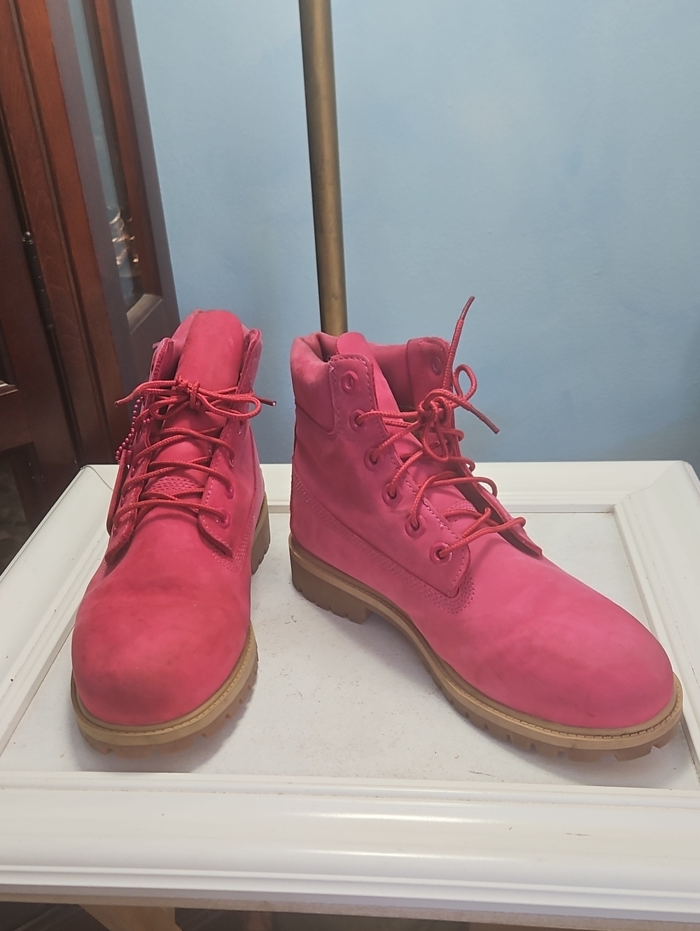 Timberland Pink Lace-Up Nubuck Leather Women's Hiking Boots Size 6.5